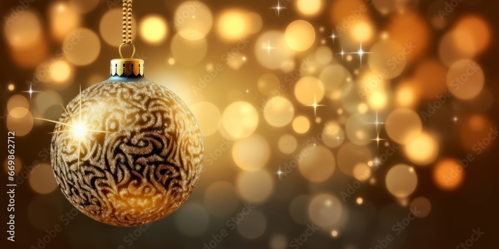 Golden christmas balls, Banner, AI generated Golden christmas balls, Banner, AI generated