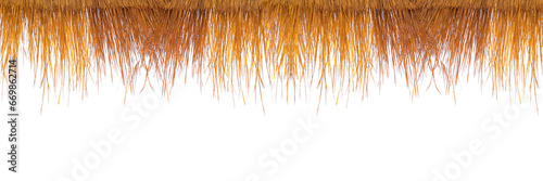 A roof made of straw on a transparent background PNG can be used as a background in your project. photo