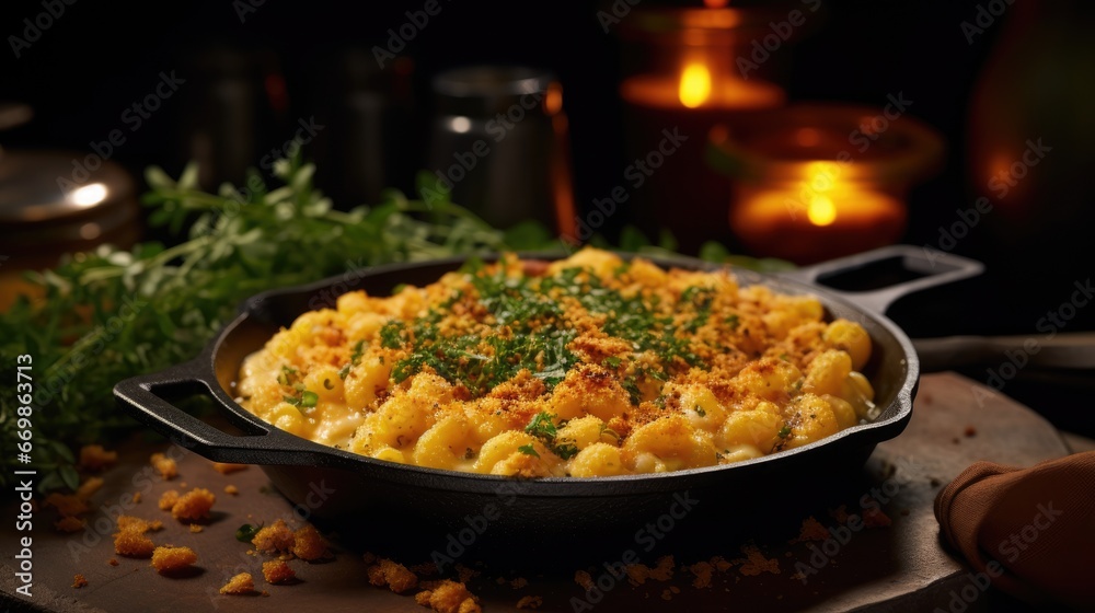 a creamy macaroni and cheese dish. AI Generative
