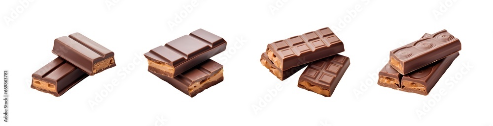 Set of Chocolate Pieces/Bar Isolated PNG