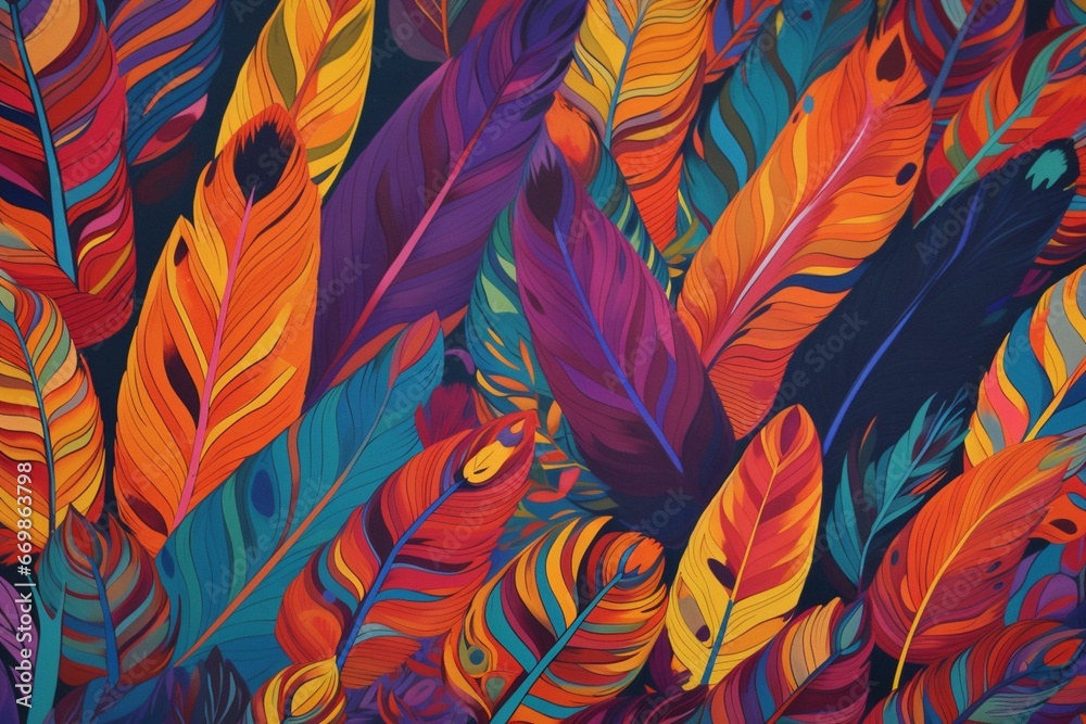 vibrant feather motif. Generative AI