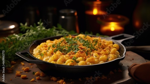 a creamy macaroni and cheese dish. AI Generative