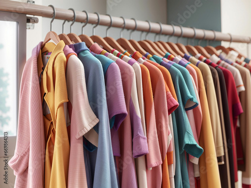 Wallpaper Mural 3d animation style row of different colorful female clothes. Woman Fashion Concept Torontodigital.ca