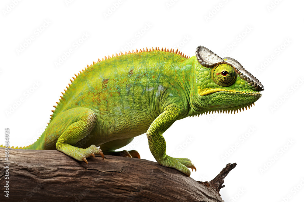 Image of green chameleon on white background. Reptile., Wildlife Animals. Image of green chameleon on white background. Reptile., Wildlife Animals.