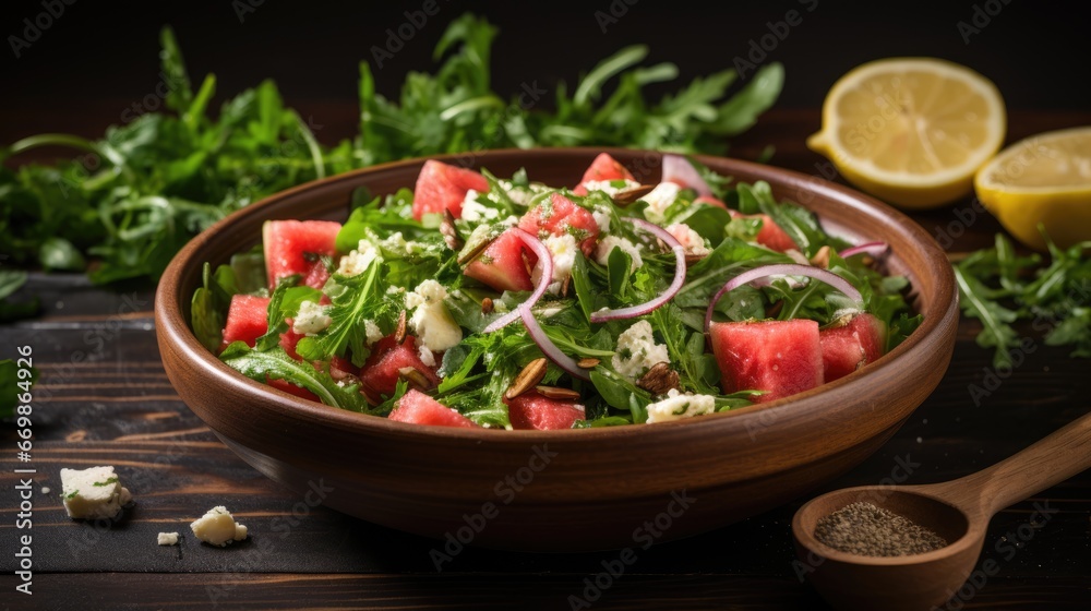 A summer salad with featuring mixed greens. AI Generative A summer salad with featuring mixed greens. AI Generative
