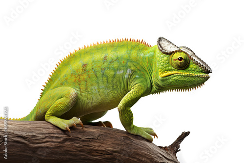 Image of green chameleon on white background. Reptile., Wildlife Animals.