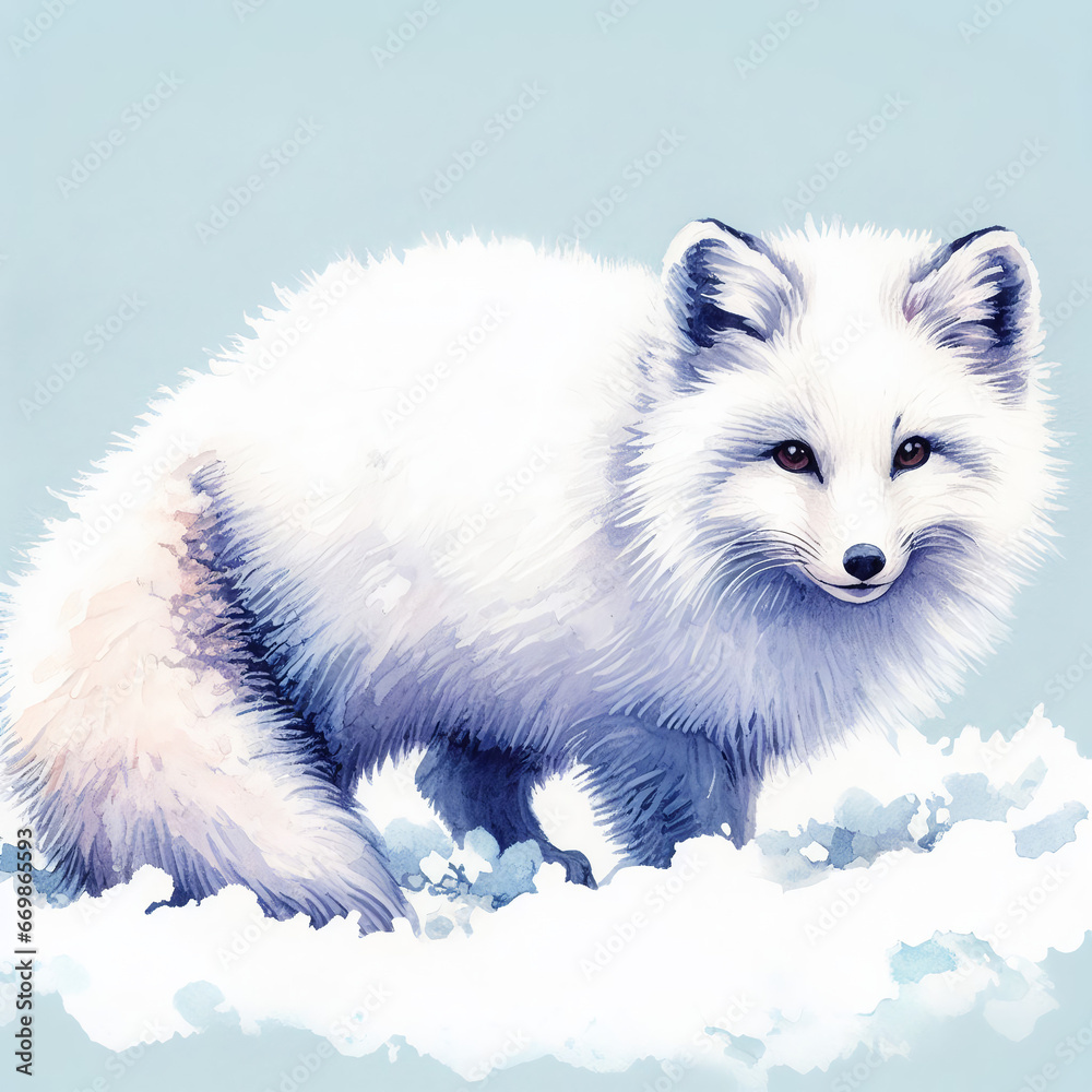 A Watercolor Arctic Fox