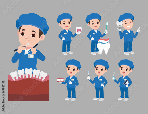 Dentist character and dental care concept