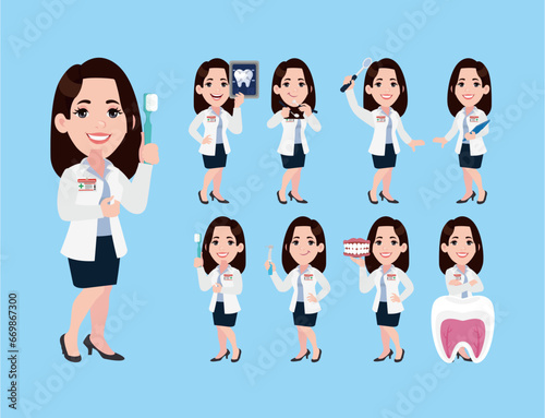 Dentist character and dental care concept