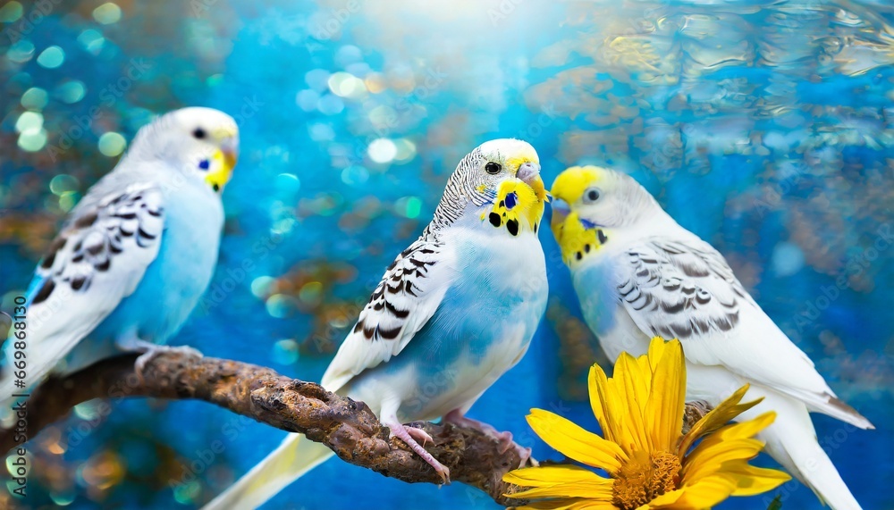 Blue and yellow budgie
