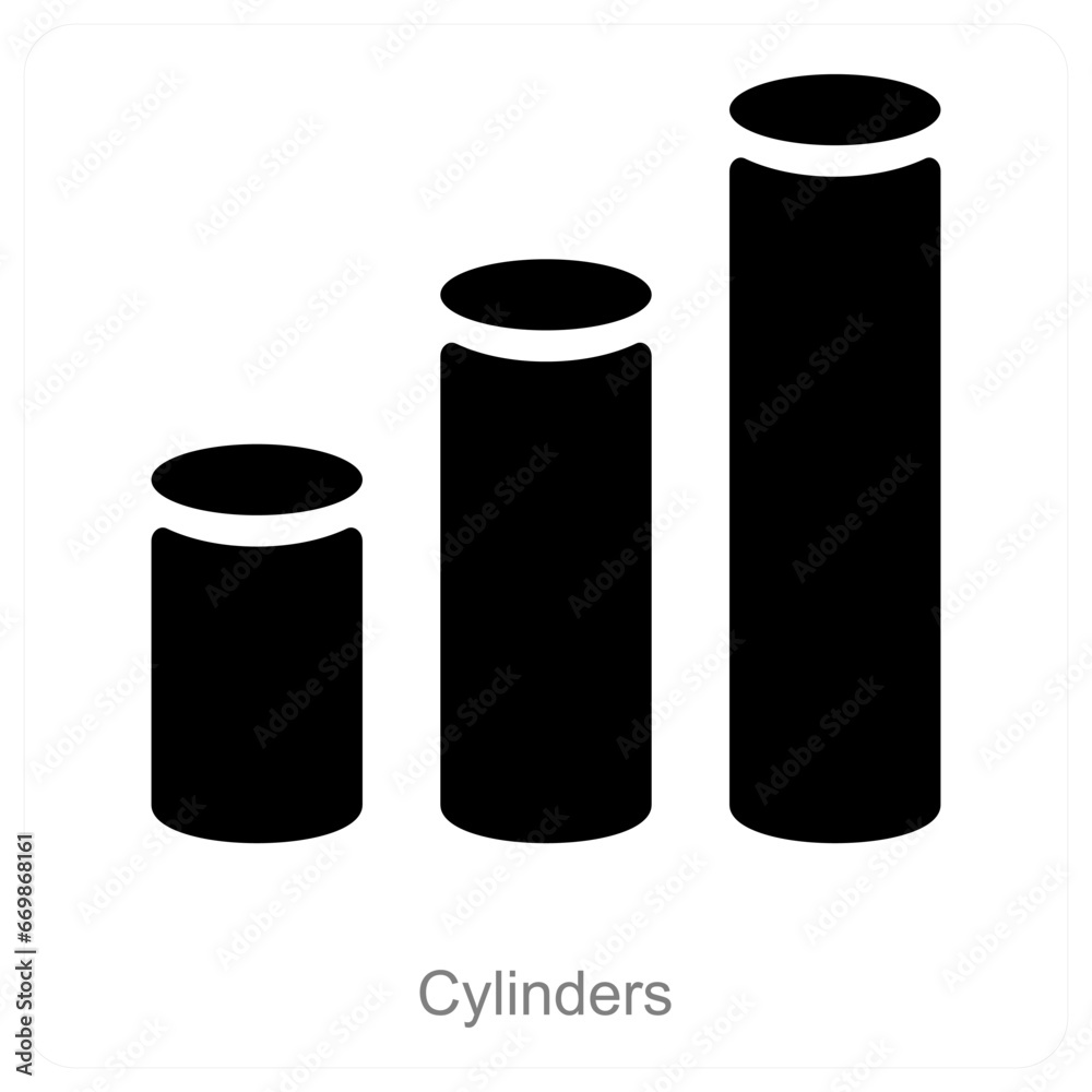 Cylinder and statistics icon concept Cylinder and statistics icon concept