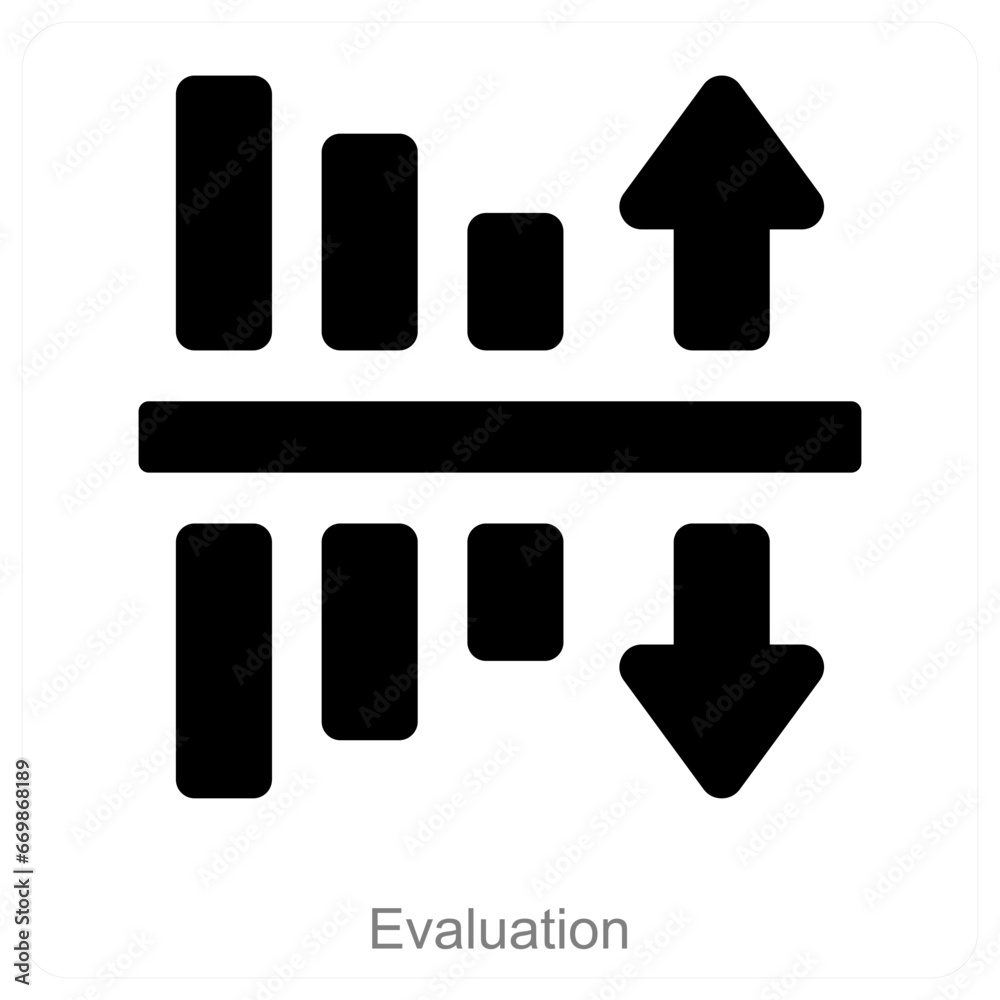 Evaluation and Bar chart icon concept Evaluation and Bar chart icon concept