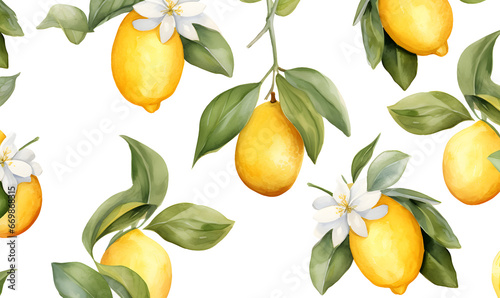 Watercolor Citrus Pattern PNG