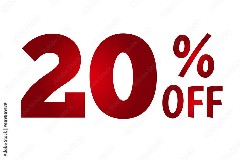 20 Percent off text on transparent background for design elements flash sale discount concept 20 Percent off text on transparent background for design elements flash sale discount concept