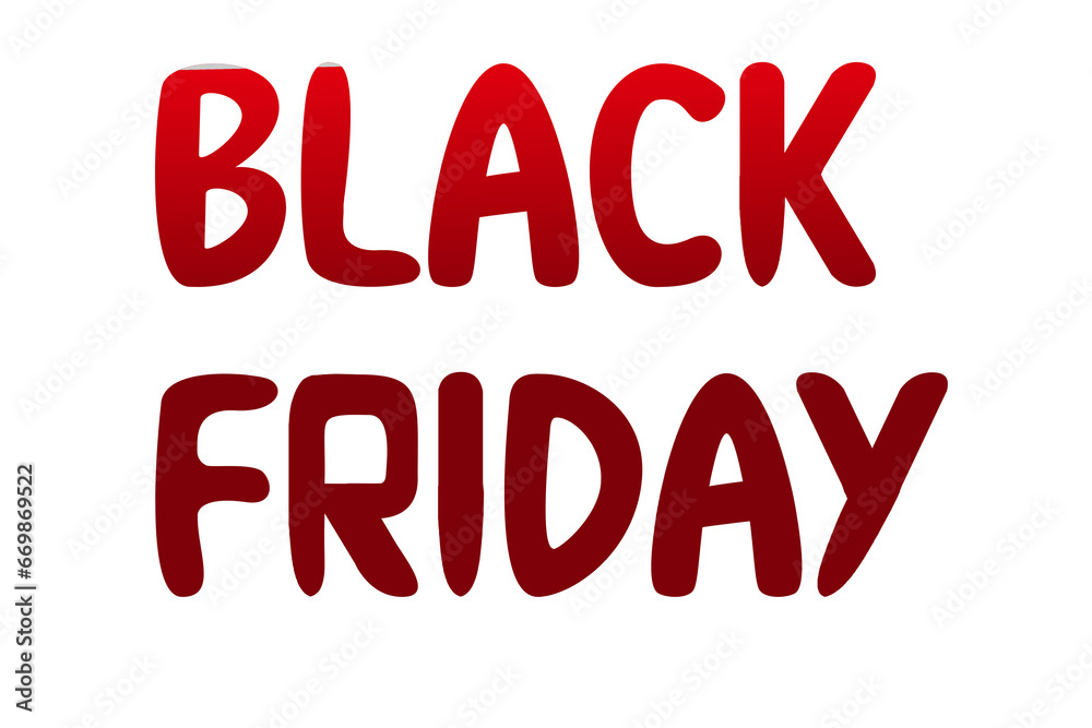 Black Friday text on transparent background for discount, flash sale concept 