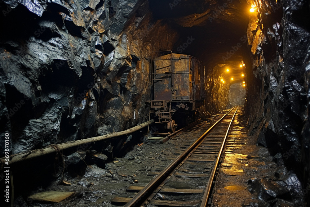 Naklejka premium Underground railway for mining