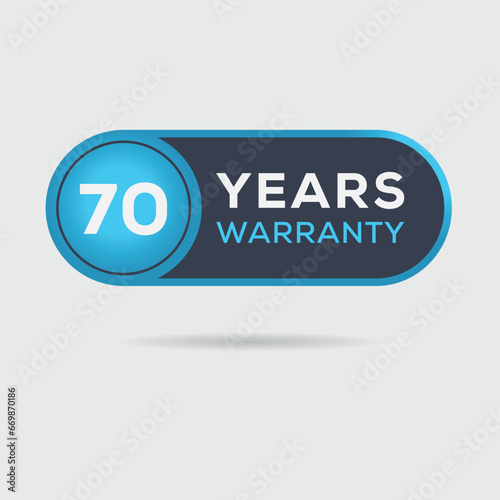 70 years warranty seal stamp, vector label.