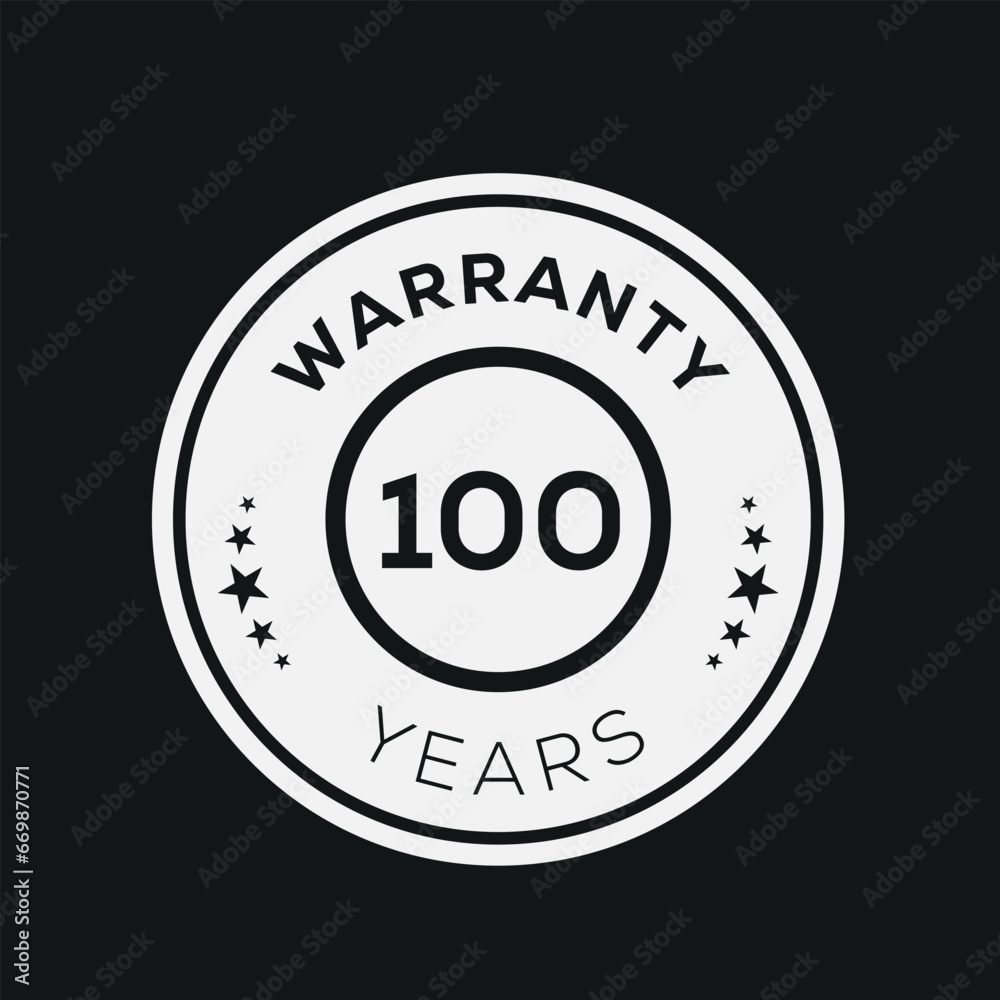 100 years warranty seal stamp, vector label.