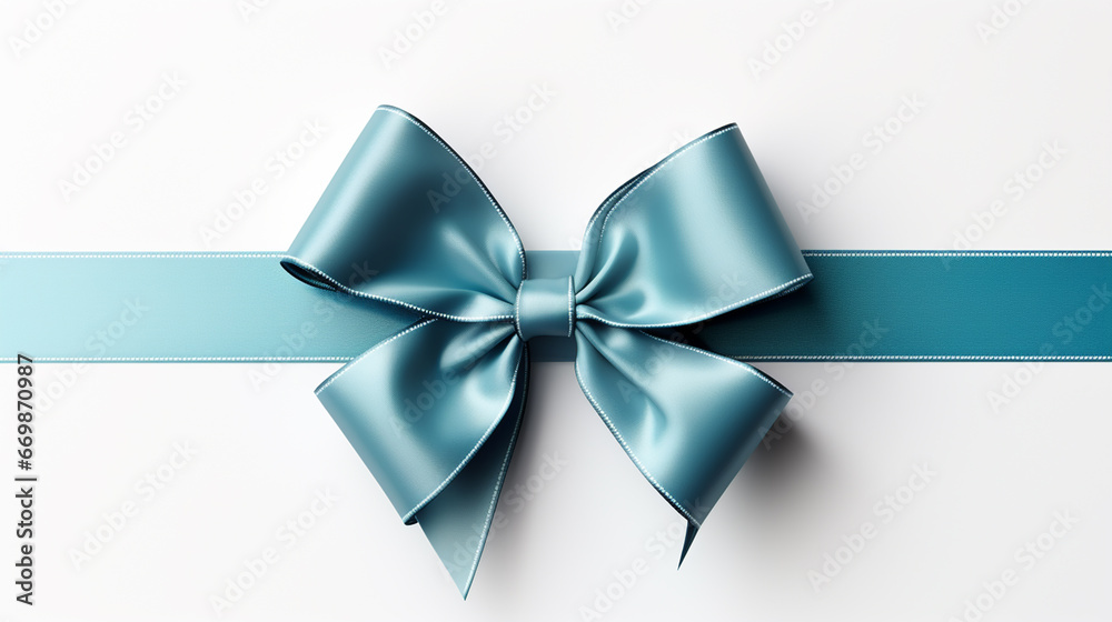Decorative blue bow with horizontal ribbon isolated on white. Decorative blue bow with horizontal ribbon isolated on white.