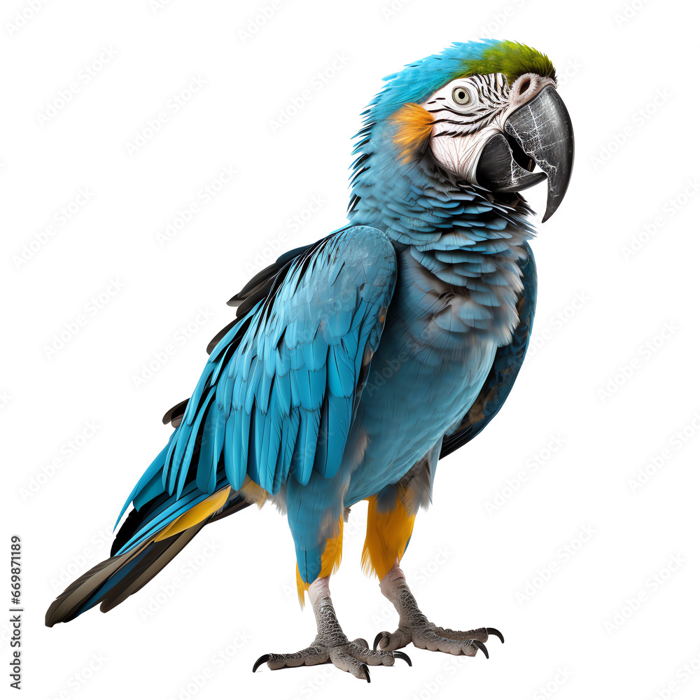 a blue parrot with a black background