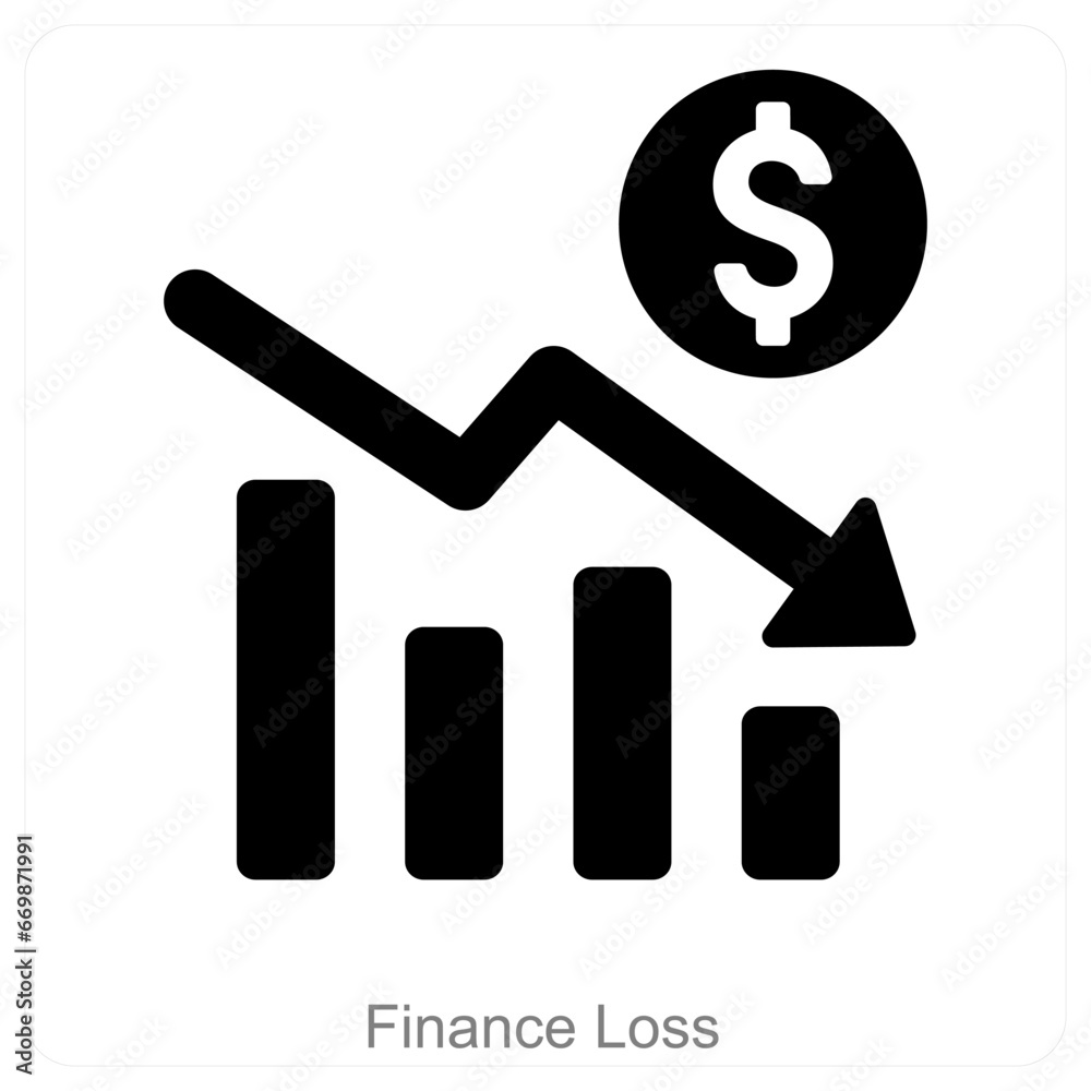 Financial Loss and business loss icon concept Financial Loss and business loss icon concept