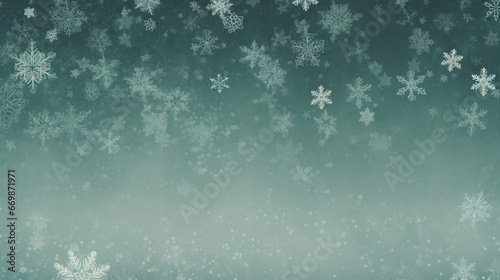 Green christmas background with snowflakes and stars