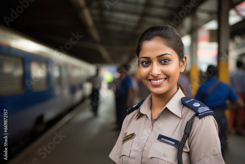 Young indian railway police officer photo