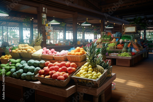 a grocery store with fresh produce and fruits