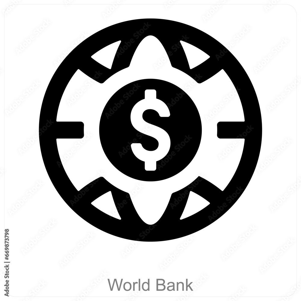 World Bank and global investment icon concept World Bank and global investment icon concept