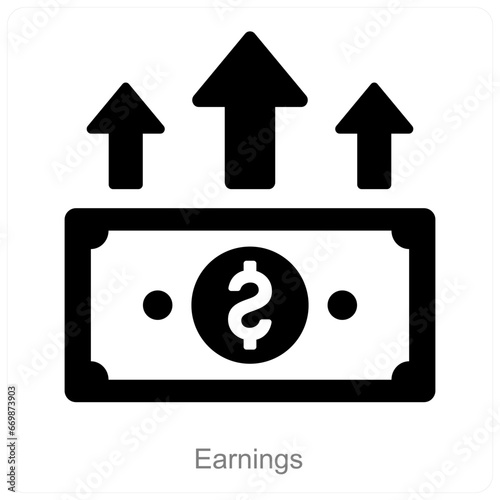 Earnings and cash icon concept
