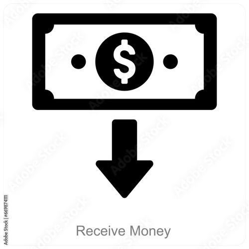 Receive Money and receive payment icon concept