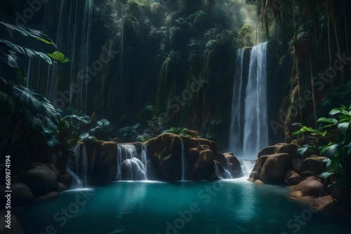 waterfall in the forest © Aqsa