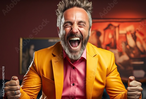 Man in an explosion of colo...
