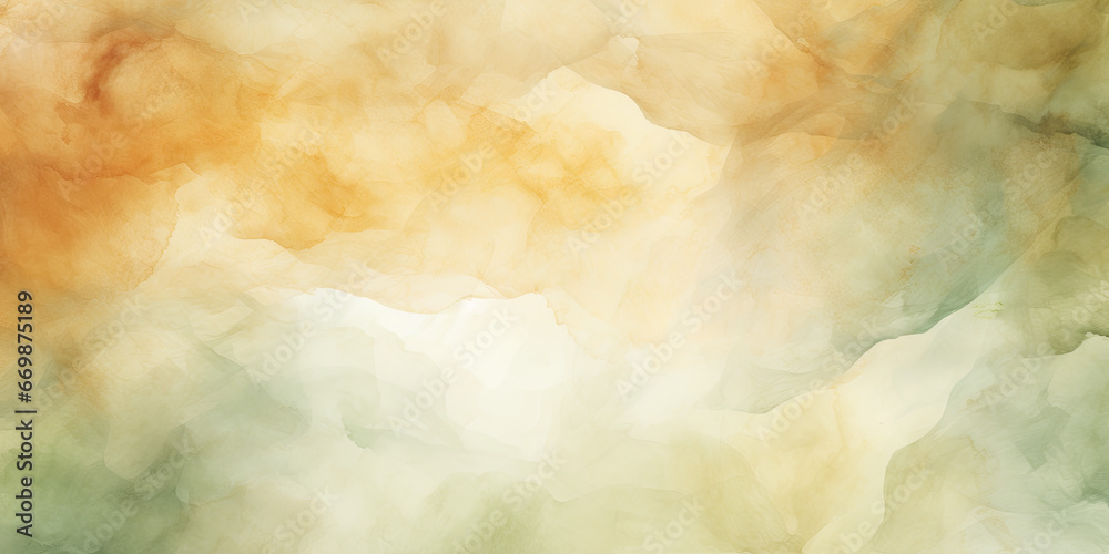 Obraz premium Green beige olive colored water colour background ambient backdrop, generated ai 