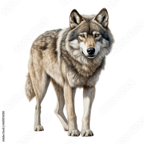 Realistic Dire Wolf Illustration  on transparent background.