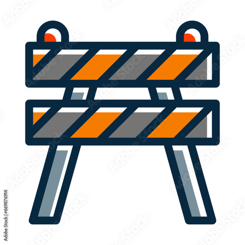 Road Obstruction Vector Thick Line Filled Colors Icon Design Vector Thick Line Filled Colors Icon Design