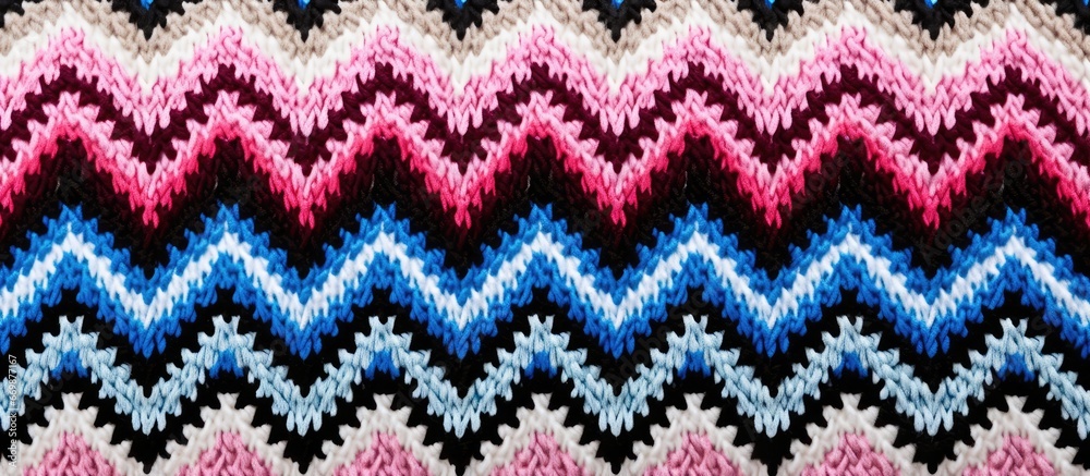Embroidered zigzag design in various colors