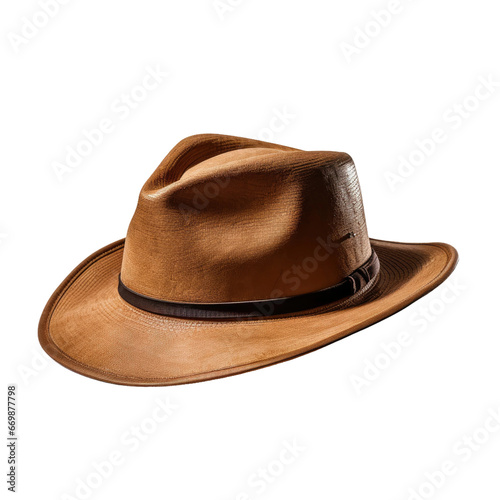 Realistic Brown Hat 3D, on transparent background.