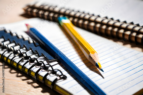 notebook and pencil. Generative AI.