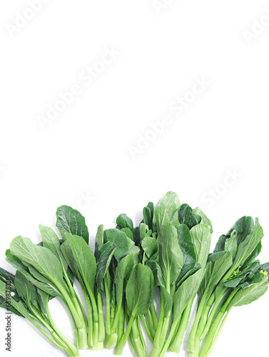 Green vegetables on a white background