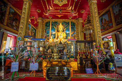 Wat SanPaYangLuang-Lamphun:20 August 2022,In the religious attractions in the north, tourists come to see sculptures of old pagodas, in the area of Nai Mueang, Mueang Lamphun, Thailand © bangprik