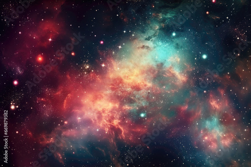 Stary cosmos. Colorful galaxy cloud nebula. © mihrzn