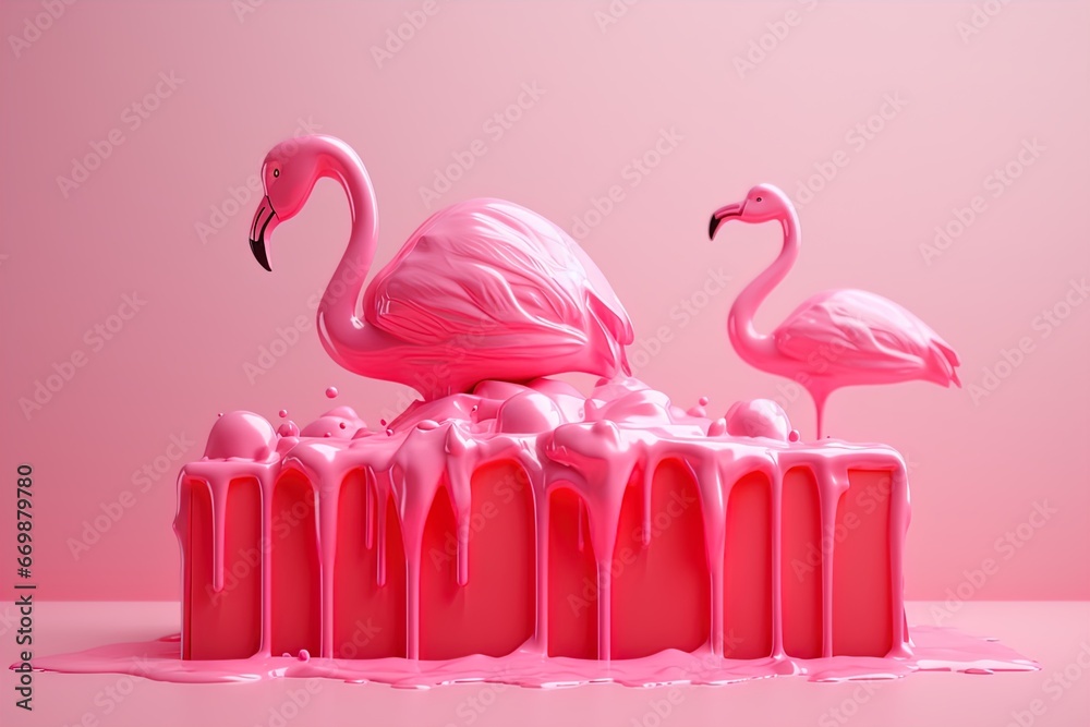 lody w kształcie flaminga - obrazy, fototapety, plakaty 