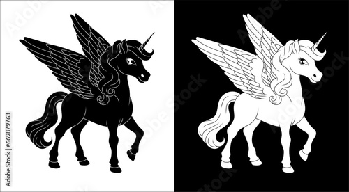 Unicorn Pegasus Wings Horn Horse Animal Cartoon photo