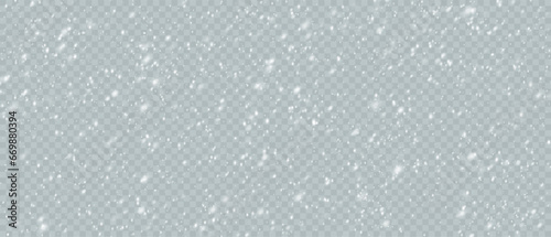 Falling Christmas snowflakes in transparent beauty, delicate and small, isolated on a clear background. Snowflake elements, snowy backdrop. Vector illustration of intense snowfall, snowflakes.