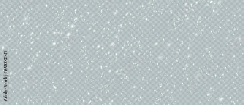 Falling Christmas snowflakes in transparent beauty, delicate and small, isolated on a clear background. Snowflake elements, snowy backdrop. Vector illustration of intense snowfall, snowflakes. photo