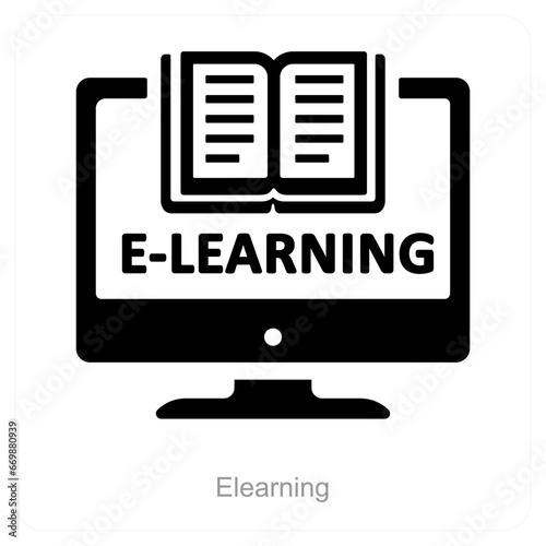 E Learning and education icon concept