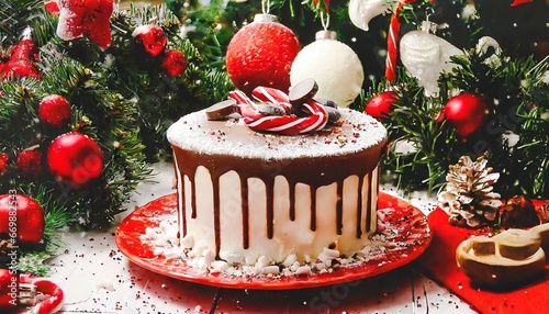 christmas cake with chocolate