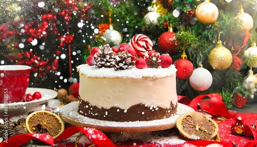 christmas cake with chocolate