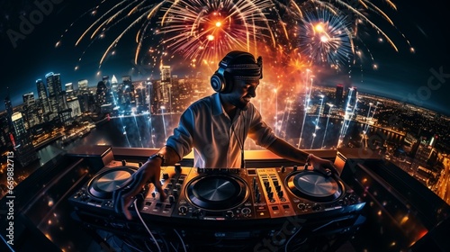 DJ spinning tracks for a virtual New Year's Eve party. © rehman
